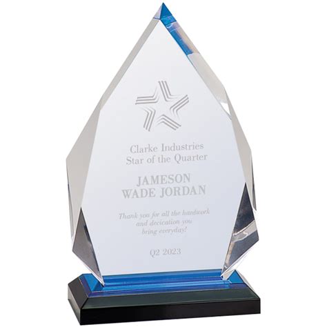 Blue Diamond Acrylic Award Engraved Peak Acrylic Trophy Paradise Awards