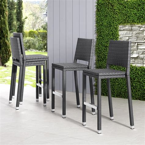 stackable outdoor bar stools made from weather resistant faux rattan ...