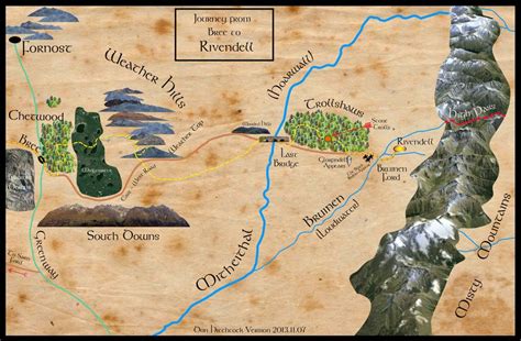 Map Of Journey Through The Old Forest From Lord Of The Rings Lord Of