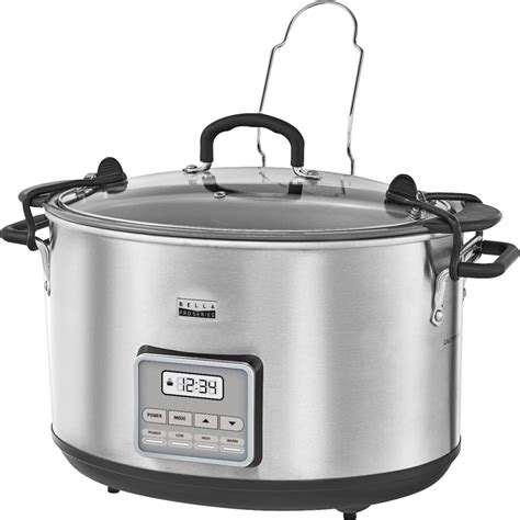 Best Buy Bella Pro Series 10 Qt Digital Slow Cooker Stainless Steel 90067