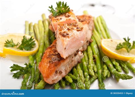 Healthy Fish And Asparagus Stock Image Image Of Fish 38320453