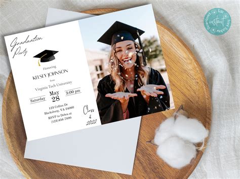 Graduation Party Photo Invitation Template College - Etsy