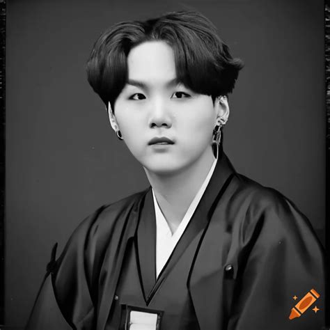 Vintage Portrait Of Suga From Bts Min Yoongi Wearing Traditional