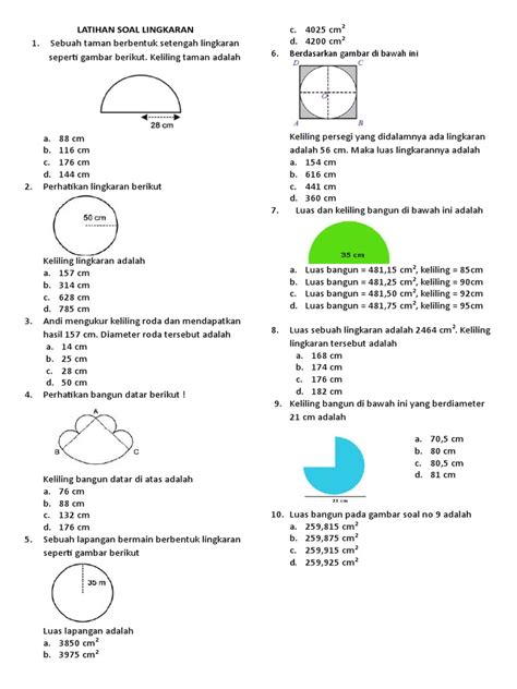 Soal Lingkaran Kelas 6 Id