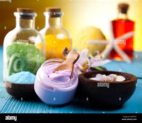 Orchids,organic products, Spa Stock Photo - Alamy