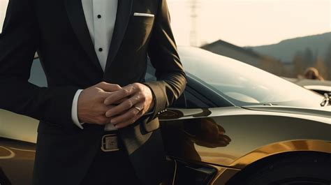 Premium AI Image | A CloseUp of a Rich Businessman Standing in Front of a Luxurious Supercar ...