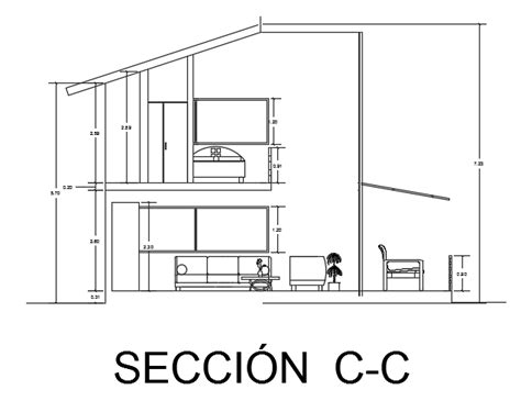 The Right Side Cut Section View Of The 11x10m House Plan Two Story