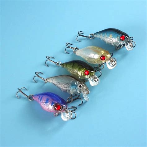 Mig 5 Colors 4cm 4g Fishing Lures Crank Baits Mini Crankbait 8 Hook 3d