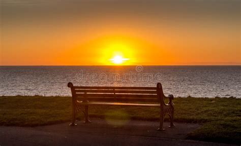 Bench by the Beach at Sunset Stock Image - Image of blackpool, weekend ...