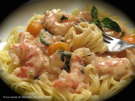 La cuisine de Messidor Crevettes en sauce crémeuse sur pâtes