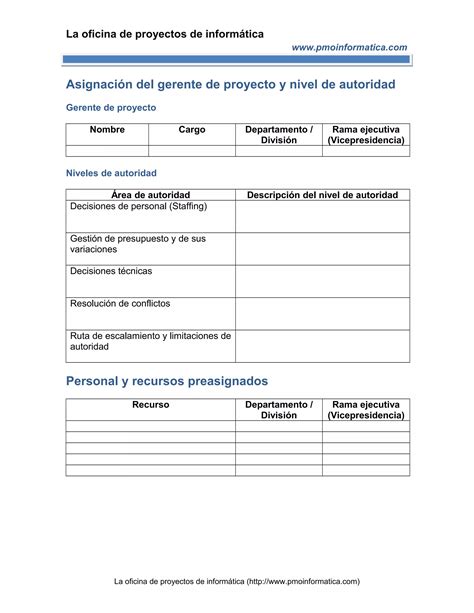 Pmo Informatica Plantilla Acta De Proyecto PDF