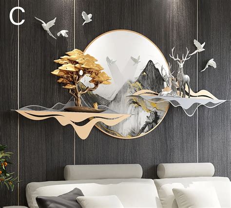 elegant bedroom wall decor luxury hanging sculpture gold and silver ...