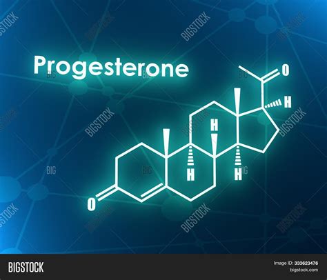 Progesterone Hormone Chemical Molecular Formula Biochemistry And Gynecology Illustration 3d