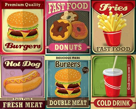 Vintage fast food poster design set — Stock Vector © Donnay #51878309