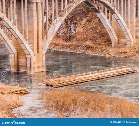 Arch Bridge With Spandrel Columns Spanning A River Stock Image Image