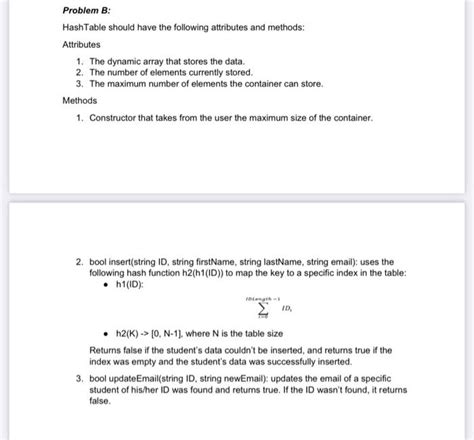 Solved Problem B HashTable Should Have The Following Chegg