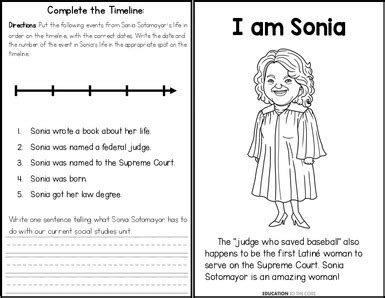 February Social Studies – Biography on Sonia Sotomayor - Education to ...