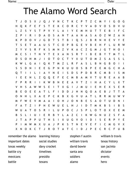 The Alamo Word Search Wordmint