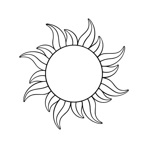 Tarot Sun Circle Frame Magic Tarot Sun In Doodle Style Vector