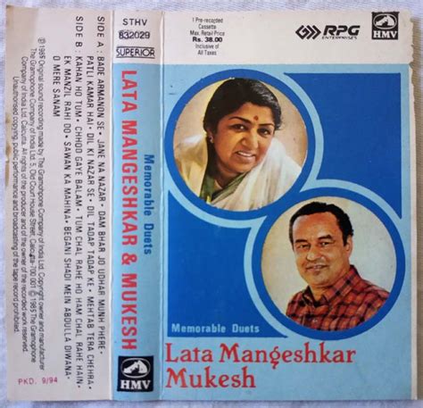 Lata Mangeshkar & Mukesh Hindi Audio Cassette - Tamil Audio CD, Tamil ...