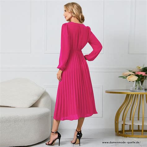 Kleider 2024 Elegantes Damen Maxikleid Mit V Ausschnitt In Pink