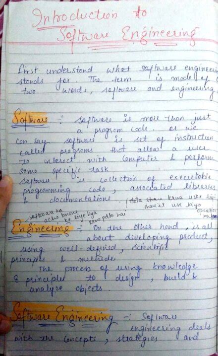 Introduction Of Software Engineering Handwritten Notes Shop