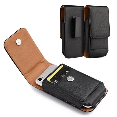 Universal 5.5" Cell Phone Pouch Vertical Leather Case with Cards Holder ...