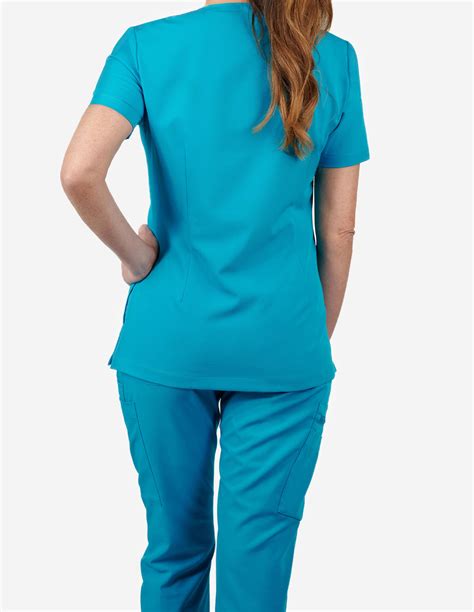 Iris Five Pocket Women S Caribbean Blue Scrub Top Create Amor