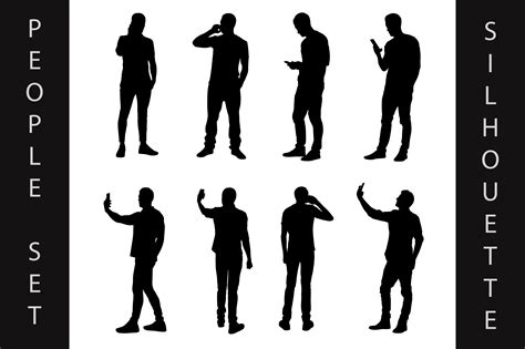 People Use Smartphone Silhouettes Graphic by davector · Creative Fabrica