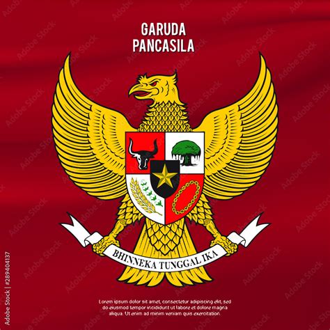 Garuda Pancasila With Red Wave Flag Background.Vector Illustration ...