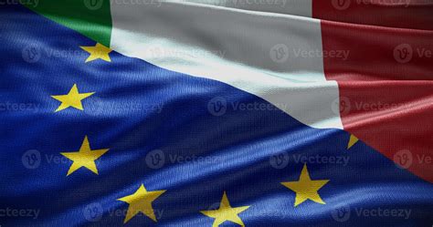 Italy and European Union flag background. Relationship between country ...