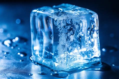 Premium AI Image | Bluetoned ice cube melting in a captivating display