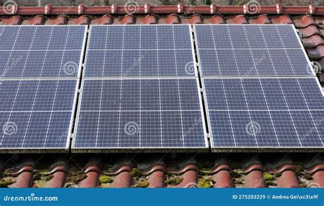 Photovoltaic Panel Solar Panel Installed on a Roof Stock Image - Image ...