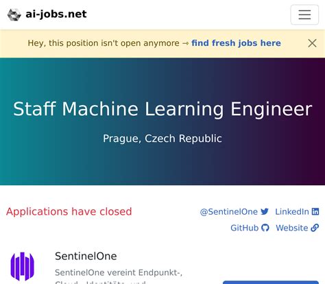 Staff Machine Learning Engineer At Sentinelone Prague Czech Republic