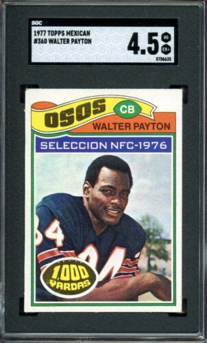 Walter Payton Topps Mexican Football Card Graded Sgc