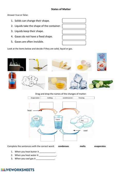 States And Changes Of Matter Worksheet Live Worksheets Worksheets