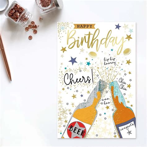 Cheers Happy Birthday Envelopd Greeting Card