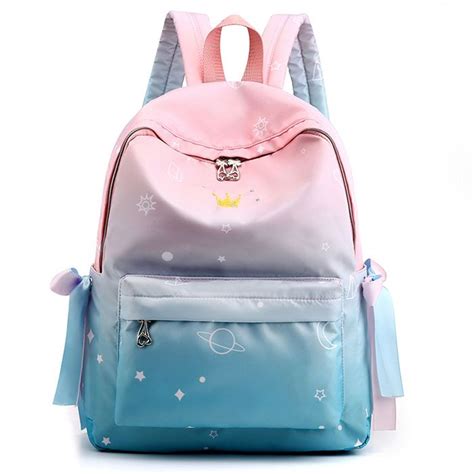 Cute Waterproof Student Backpack Girls Junior Gradient Starry Sky ...