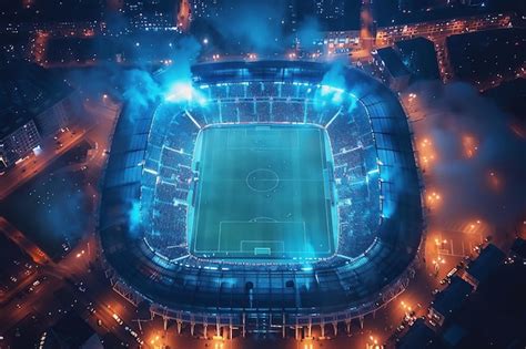 Premium Photo | Aerial view of the football stadium Football training ...