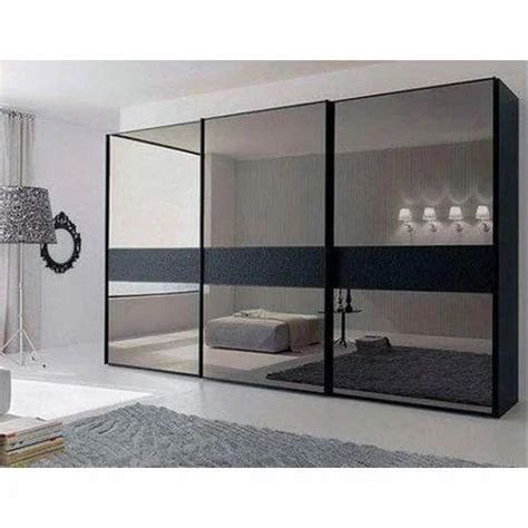 3 Door Glass And Wooden Wardrobe Height 6 10 Feet At Rs 900 Square