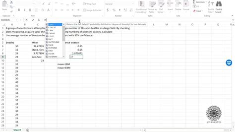 Confidence Intervals In Excel T Distribution Youtube