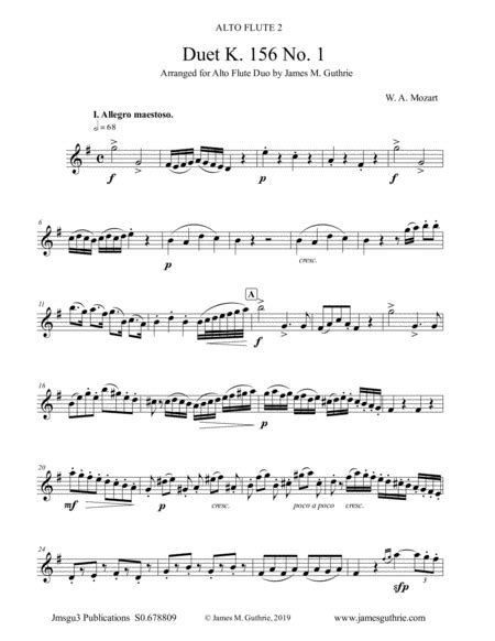 Mozart Duets K Complete For Alto Flute Duo Arr James M