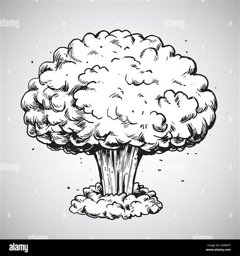 Nuclear Explosion Mushroom Cloud Drawing Illustration Vector Stock ...