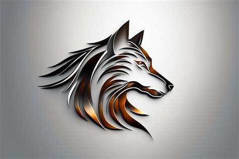 Un Logo De Lobo Con Colores Dorado Y Plateado Foto Premium