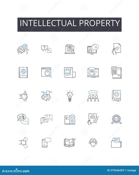 Proprietary Materials Line Icons Collection. Patented, Confidential