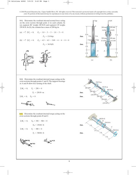 Mechanics Of Materials CH1 Solution 0136023126 ISM 01