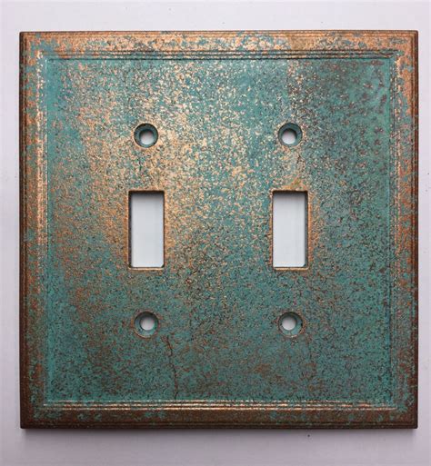 Double Light Switch Cover Aged Copper/Patina or Stone