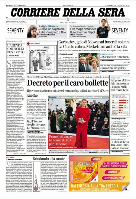 Le Prime Pagine Di Gioved Settembre Il Post