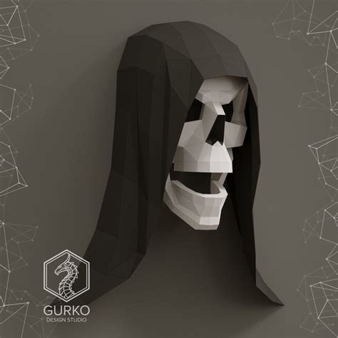 Hooded Skull Papercraft Halloween Pdf Gurko Pepakura Template 3D