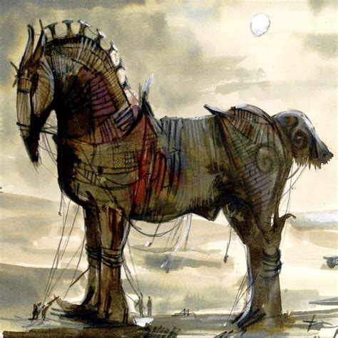 trojan horse painted illustration pinterest trojan horse horse